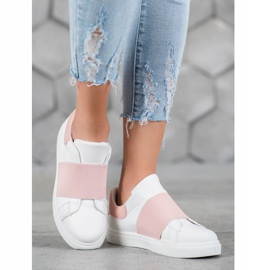 SHELOVET Slip-on shoes with an elastic band white pink 2