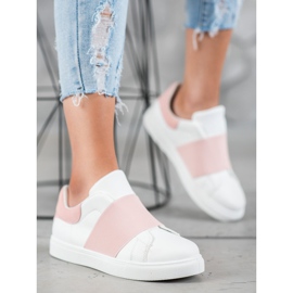 SHELOVET Slip-on shoes with an elastic band white pink 1