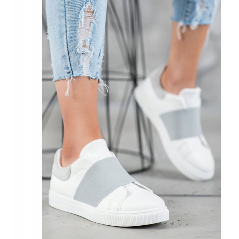 SHELOVET Slip-on shoes with an elastic band white grey 2