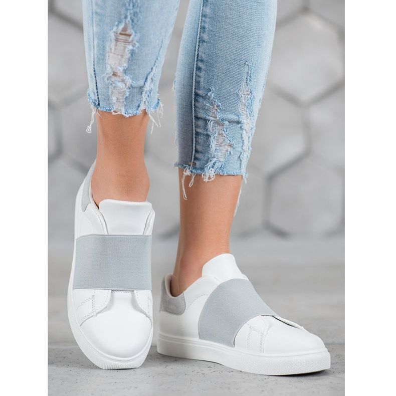 SHELOVET Slip-on shoes with an elastic band white grey 1