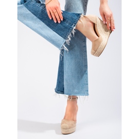 SHELOVET Stylish wedge espadrilles beige 2