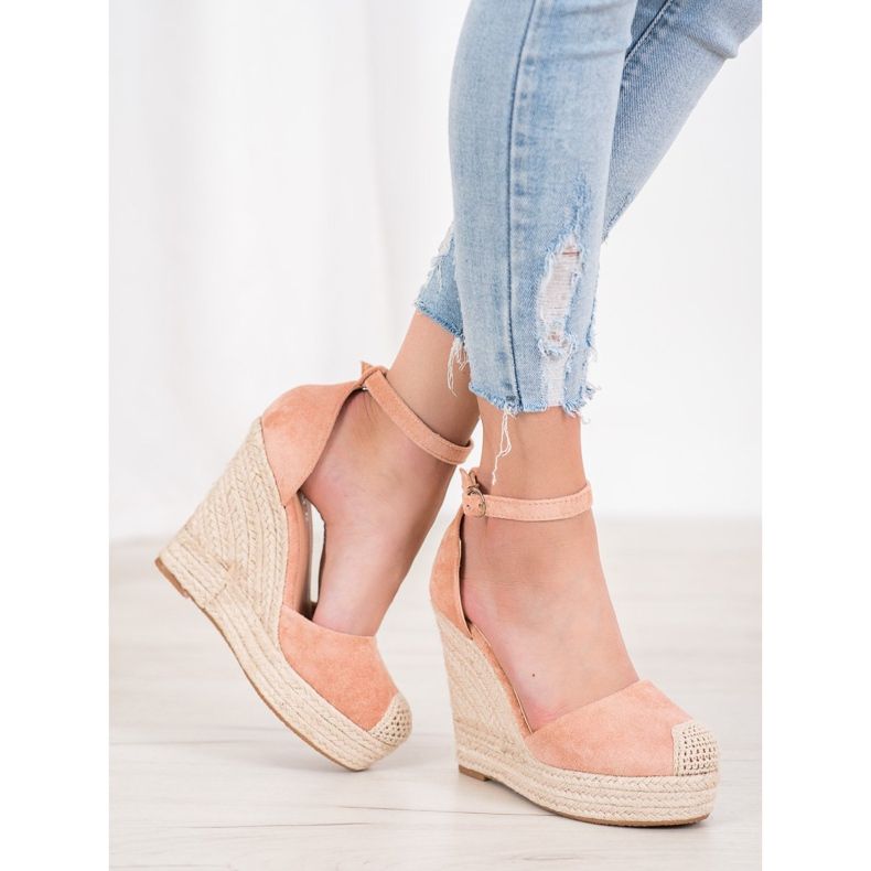 SHELOVET Stylish Espadrilles On Wedge pink 2