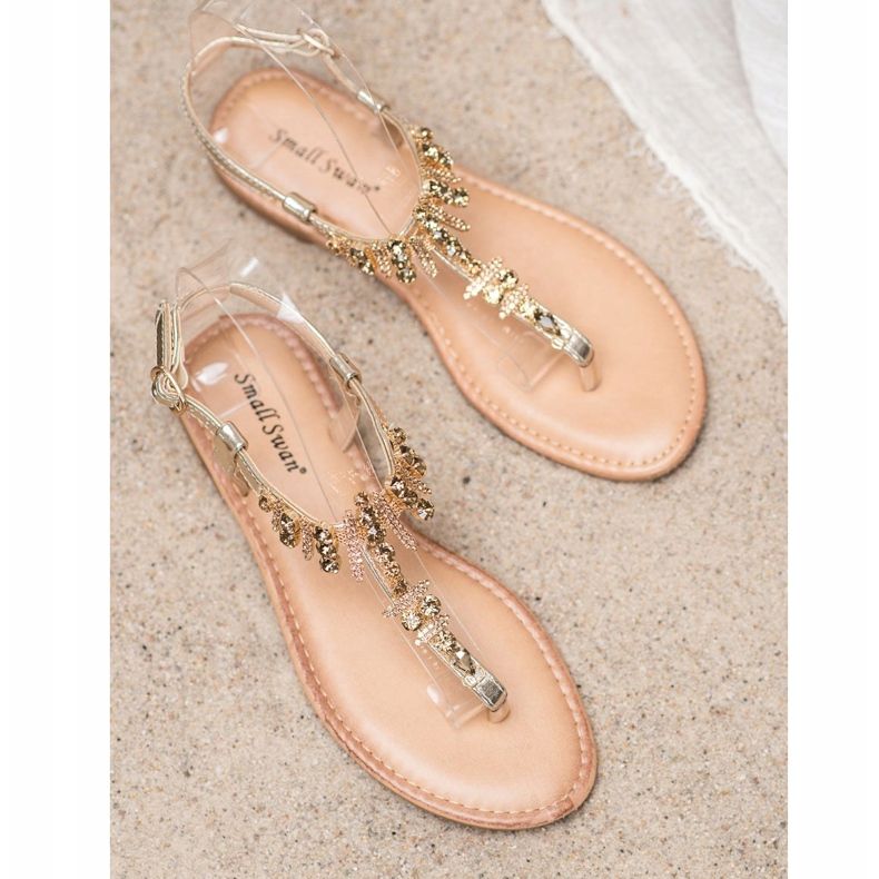 Small Swan Stylish Sandals With Cubic Zirconia golden 1
