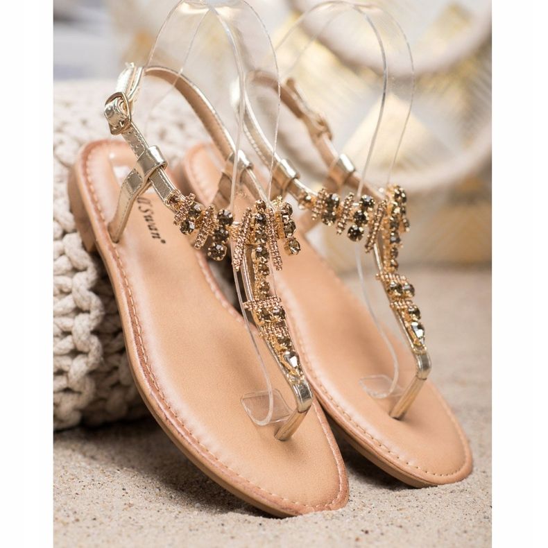 Small Swan Stylish Sandals With Cubic Zirconia golden 2