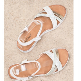Small Swan Sandals On Low Wedge white grey 1