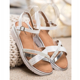 Small Swan Sandals On Low Wedge white grey 2