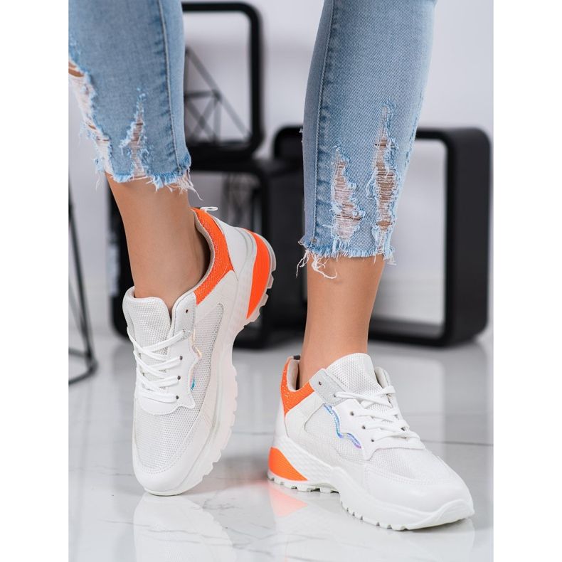SHELOVET Sneakers With Orange Inserts white 2