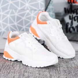 SHELOVET Sneakers With Orange Inserts white 1