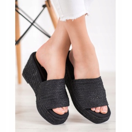 Kylie Fashionable wedge slippers black 2