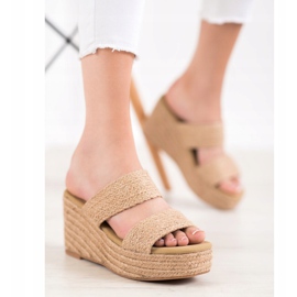 Kylie Light Wedge Slippers beige 1