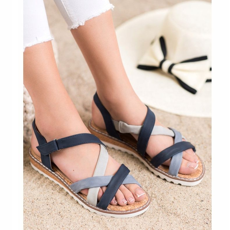 Kylie Sandals With Velcro navy blue blue 1