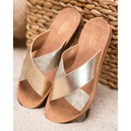 Filippo Shiny Eco Leather Slippers golden 1 Filippo Shiny Eco Leather Slippers golden 1