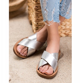 Filippo Shiny Eco Leather Slippers grey 2