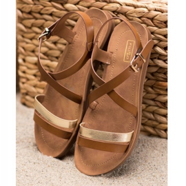 Filippo Casual Sandals With A Gold Stripe brown golden 1