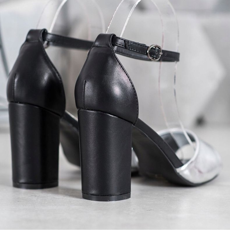 Small Swan Classic Sandals On A Bar black grey 1