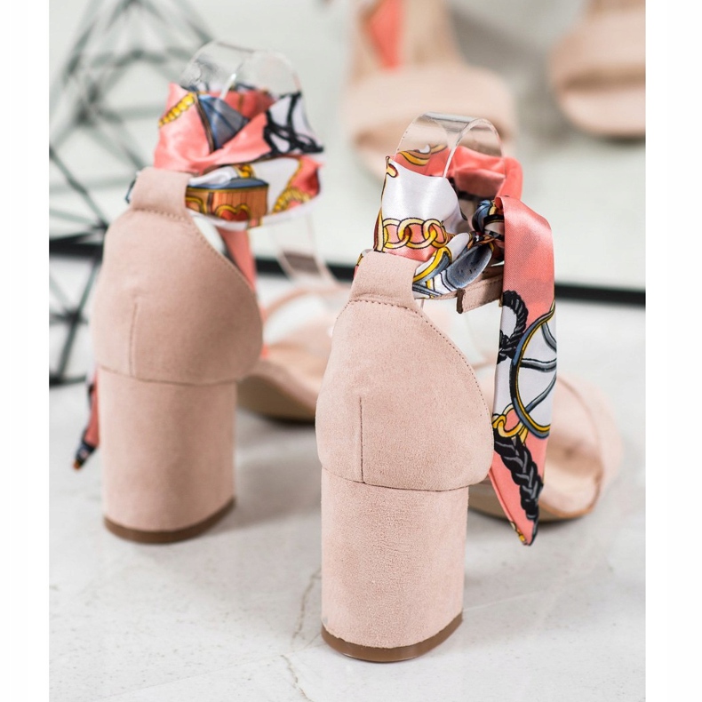 Evento Suede Sandals With Colorful Ribbon pink multicolored 1