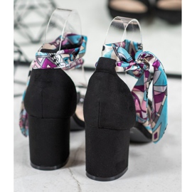 Evento Suede Sandals With Colorful Ribbon black multicolored 1