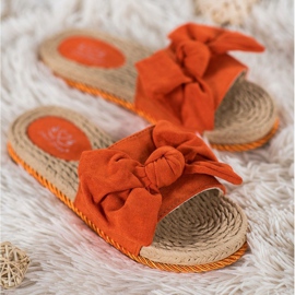 Small Swan Fashionable Slippers With A Bow orange 1