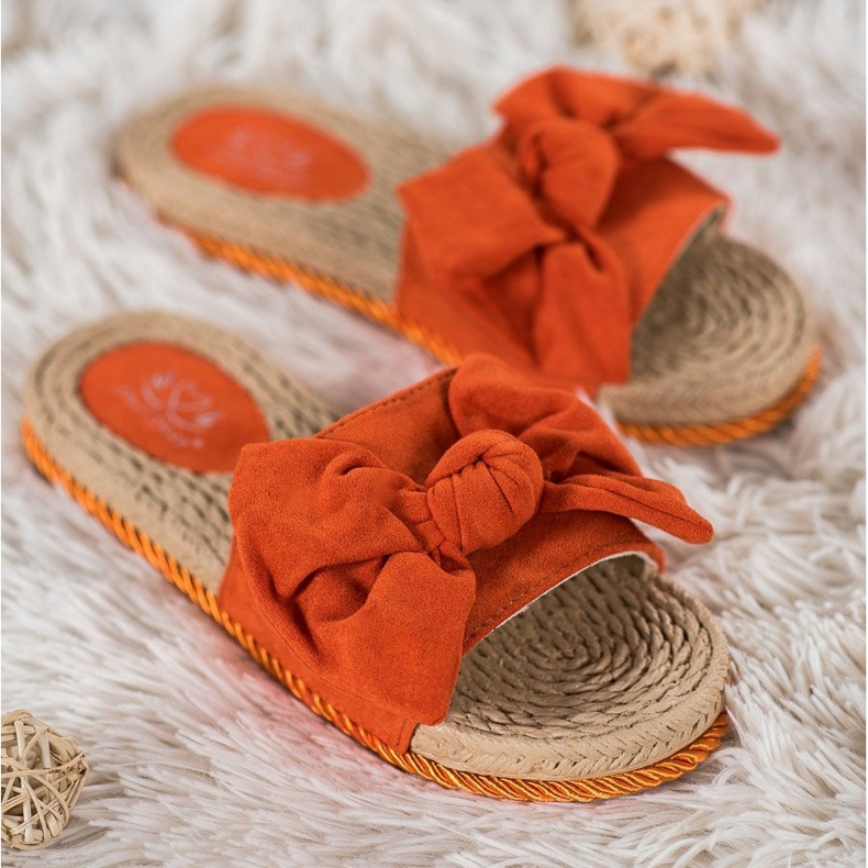 Small Swan Fashionable Slippers With A Bow orange 1