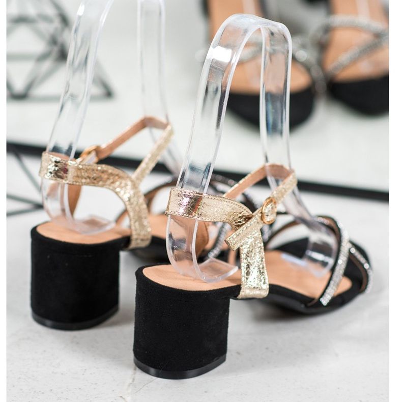 Small Swan Sandals On A Bar With Cubic Zirconia black yellow 1