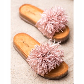 Seastar Pink Slippers With Fringes 1