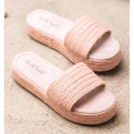 Weide Straw Slippers On The Platform pink 1