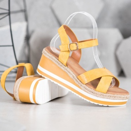 Weide Yellow Wedges With Eco Leather 1