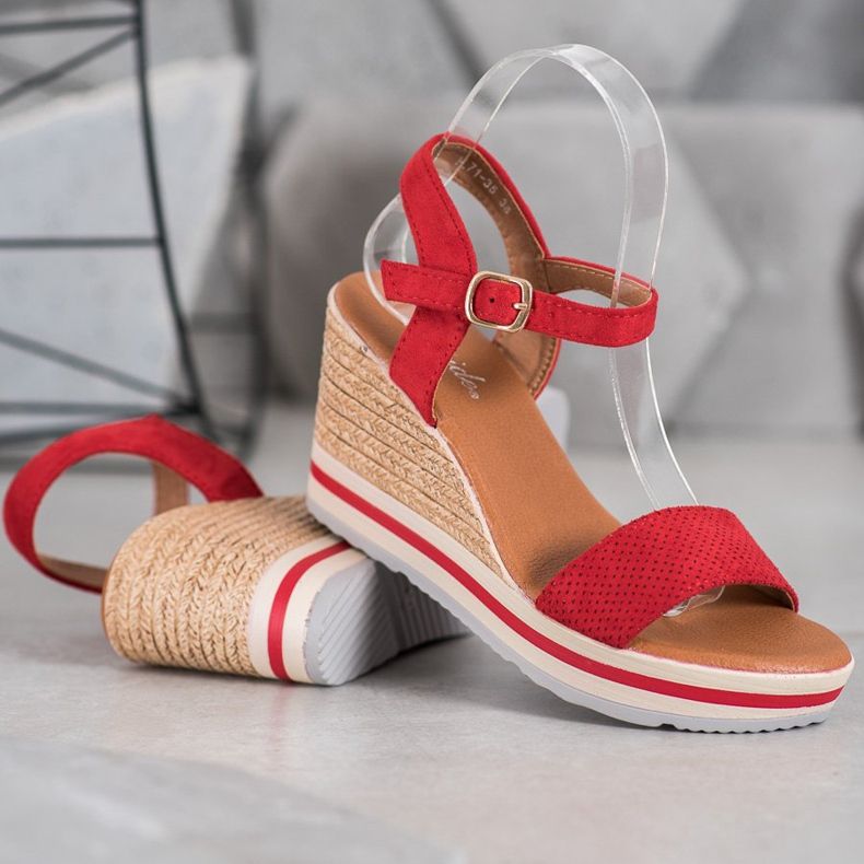Weide Fashionable Suede Wedges red 1