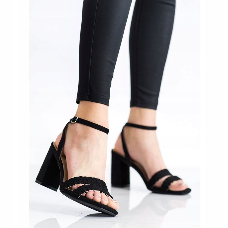 Kylie Suede Sandals On A Bar black 1