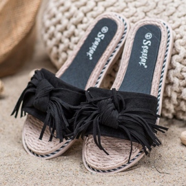 Seastar Comfortable Slippers With Fringes black 1