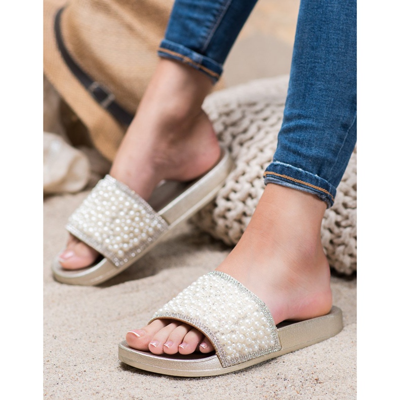 Seastar Elegant Slippers With Pearls golden 2