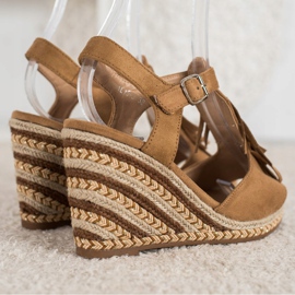 Small Swan Suede wedges with fringes brown 1