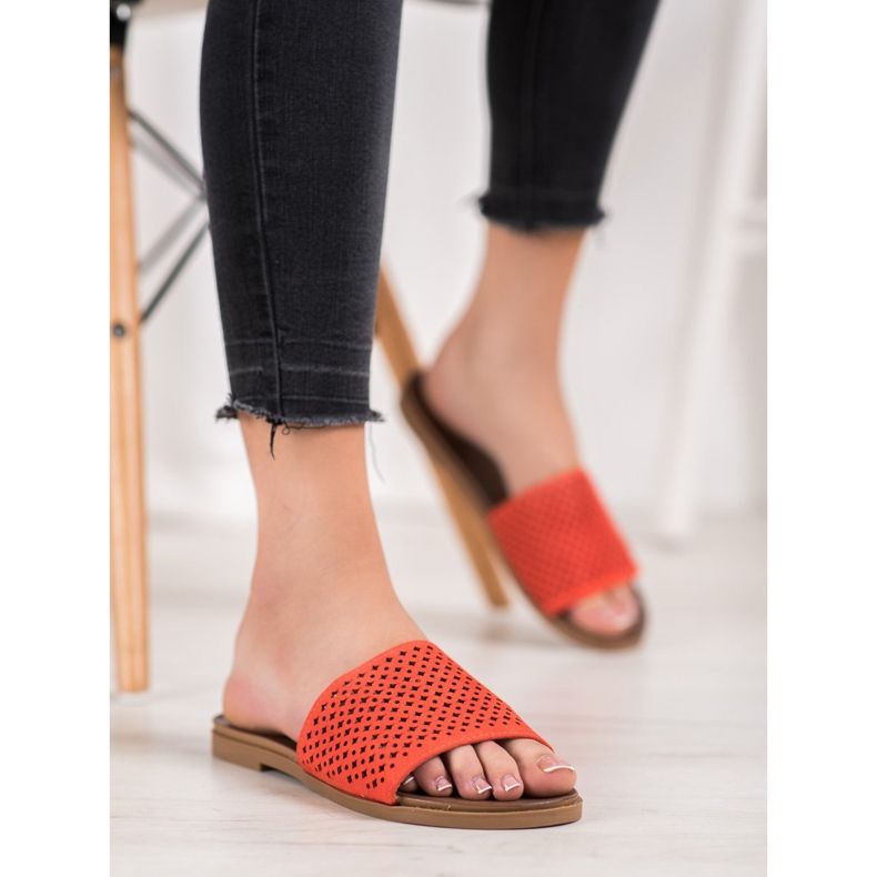 Renda Openwork Slippers orange 1