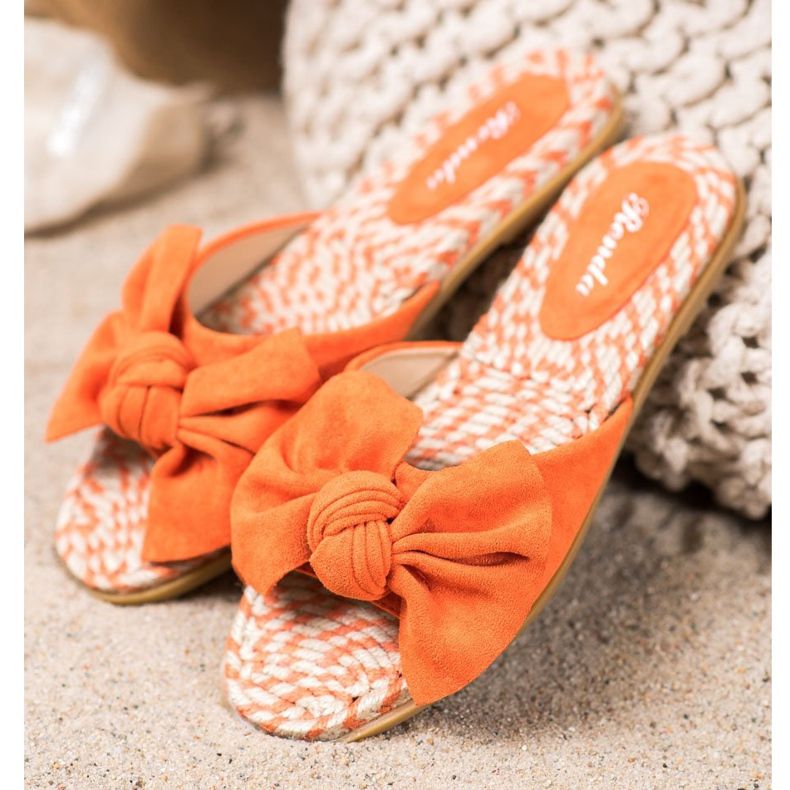 Renda Elegant Slippers With A Bow orange 1