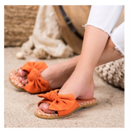 Renda Elegant Slippers With A Bow orange 2