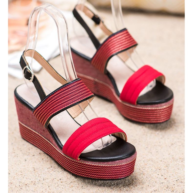 Goodin Red Wedge Sandals 1
