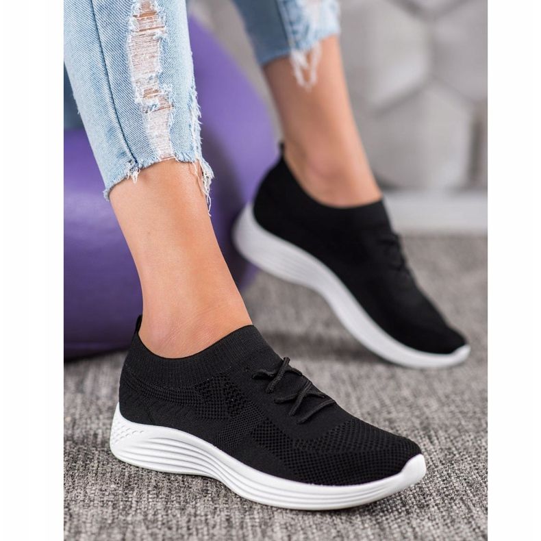 SHELOVET Black Openwork Shoes 1