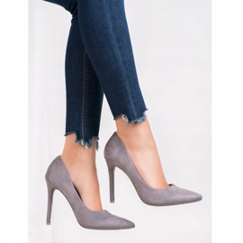 Small Swan Suede pumps on a heel grey 2