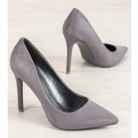 Small Swan Suede pumps on a heel grey 1