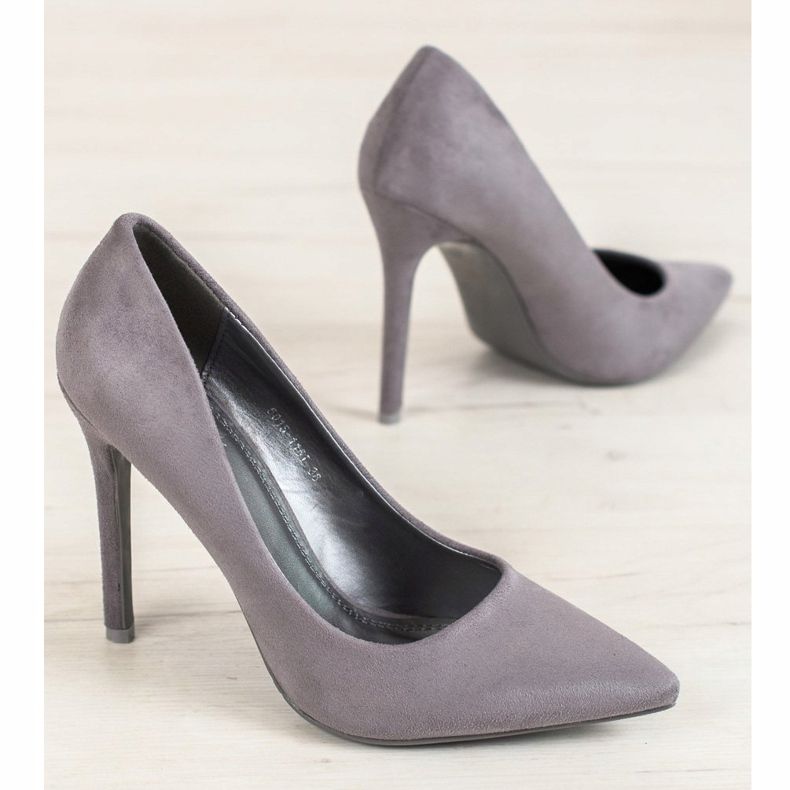 Small Swan Suede pumps on a heel grey 1