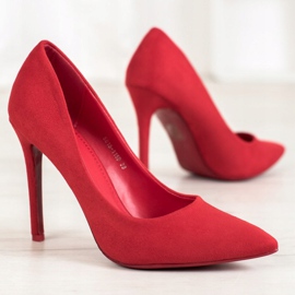 Small Swan Suede Pumps On A Pin red 1