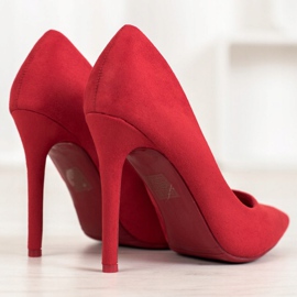 Small Swan Suede Pumps On A Pin red 2