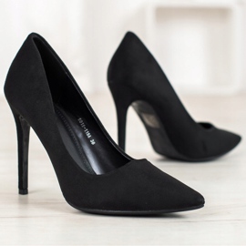 Small Swan Suede Pumps On A Pin black 1