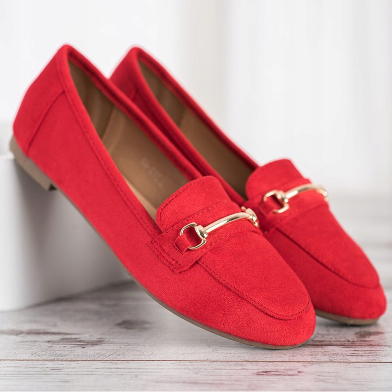 Anesia Paris Elegant suede loafers red 1