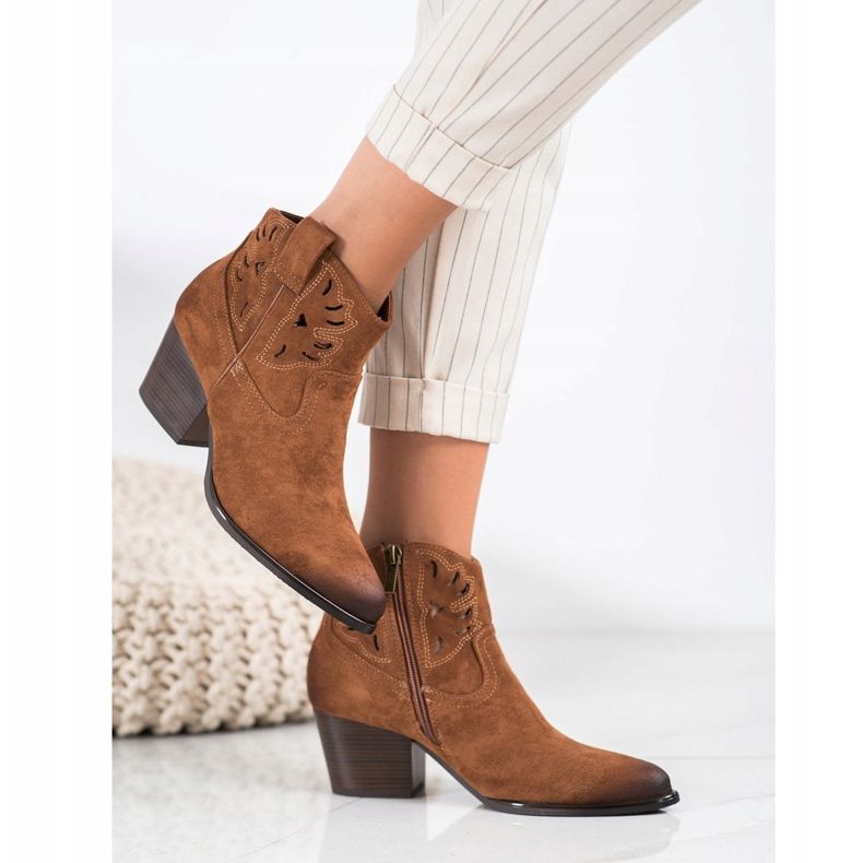 VINCEZA openwork cowboy boots brown 1