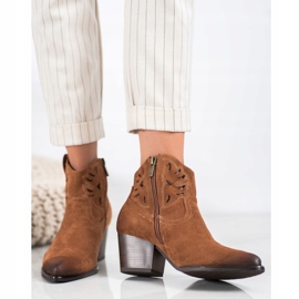 VINCEZA openwork cowboy boots brown 2