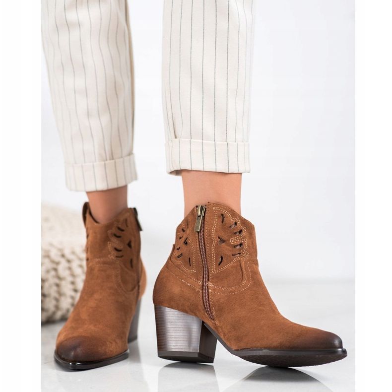 VINCEZA openwork cowboy boots brown 2