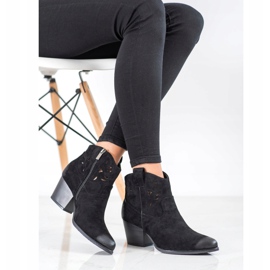 VINCEZA openwork cowboy boots black 1
