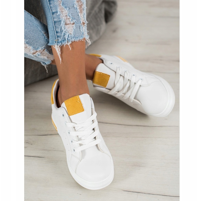 SHELOVET Sports shoes on a wedge white yellow 1