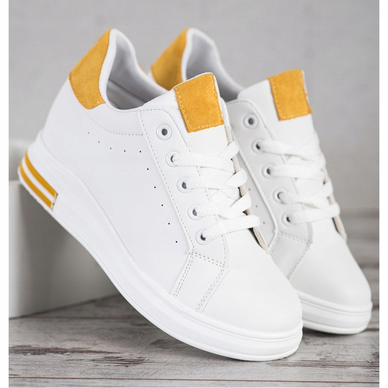 SHELOVET Sports shoes on a wedge white yellow 2